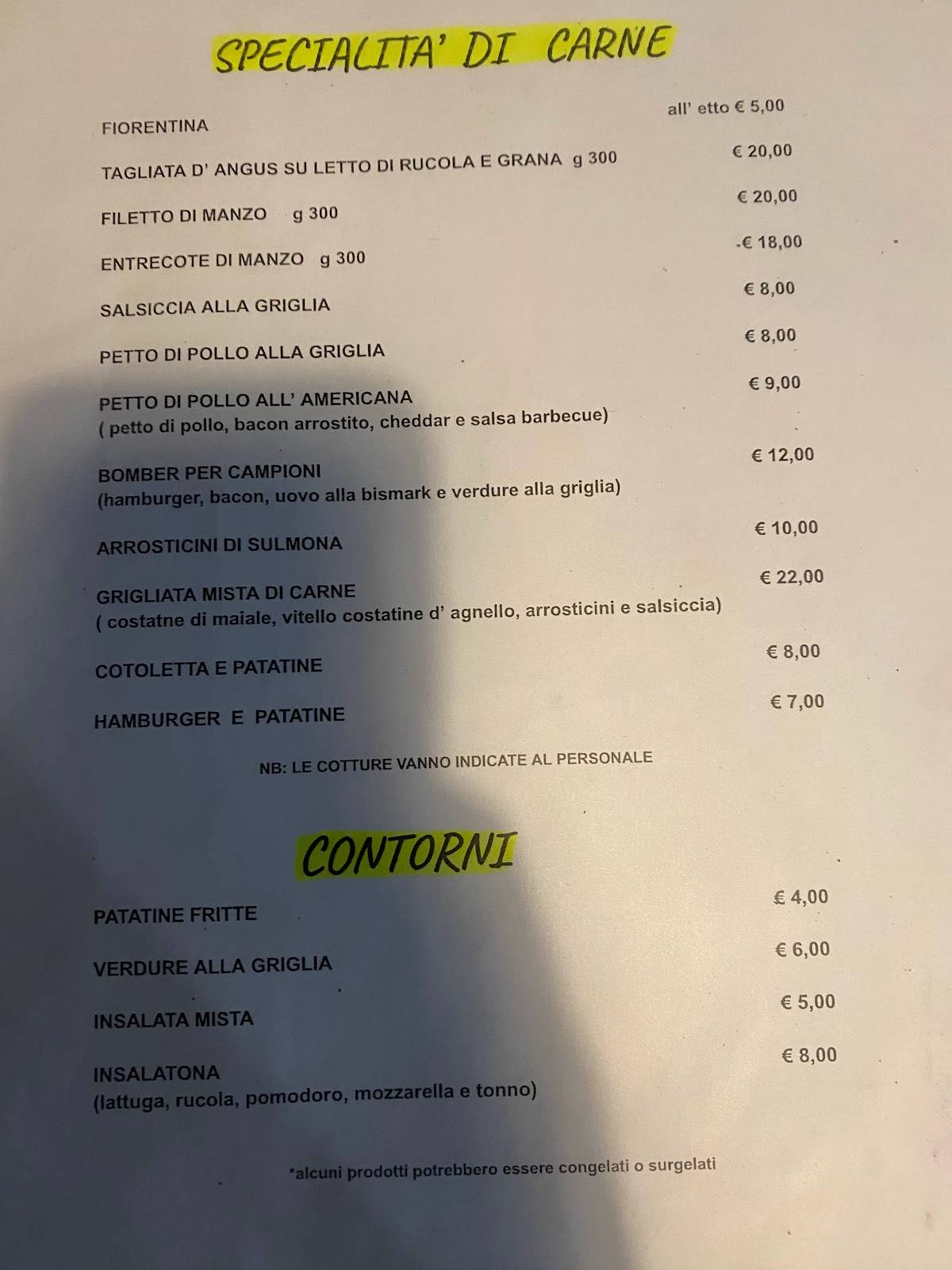 Menu di Brillo Parlante 