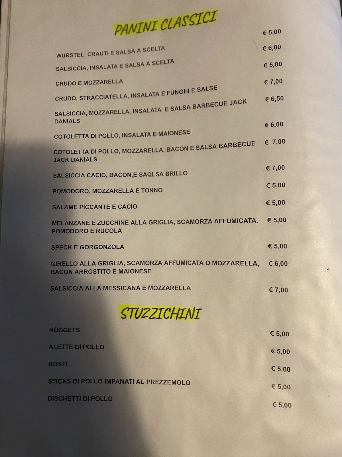 Menu di Brillo Parlante 
