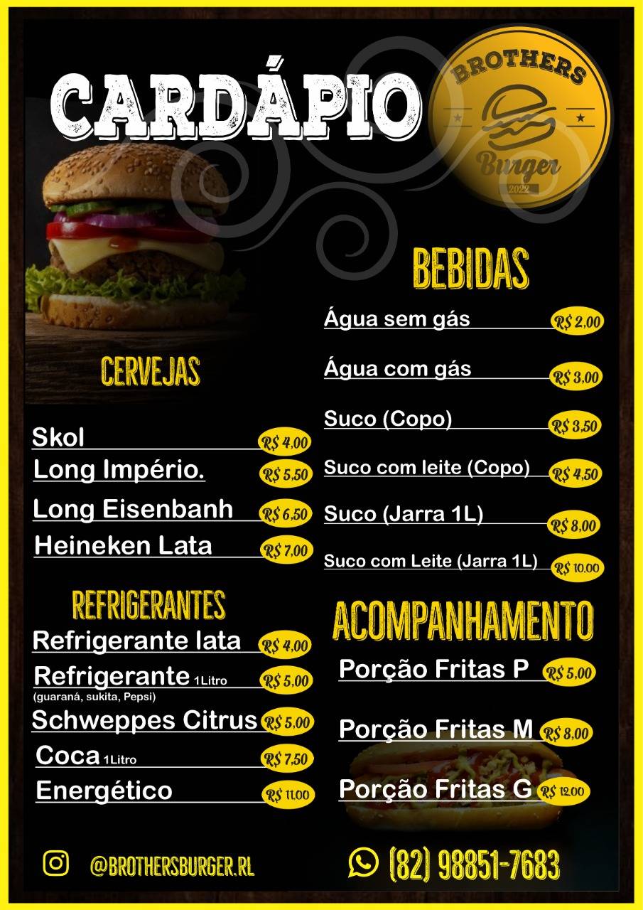 Brothers Burger cardápio
