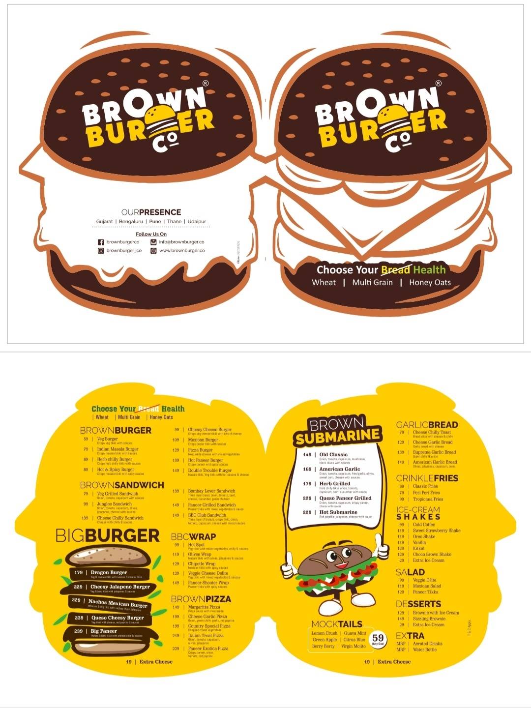 Brown Burger Co. menu