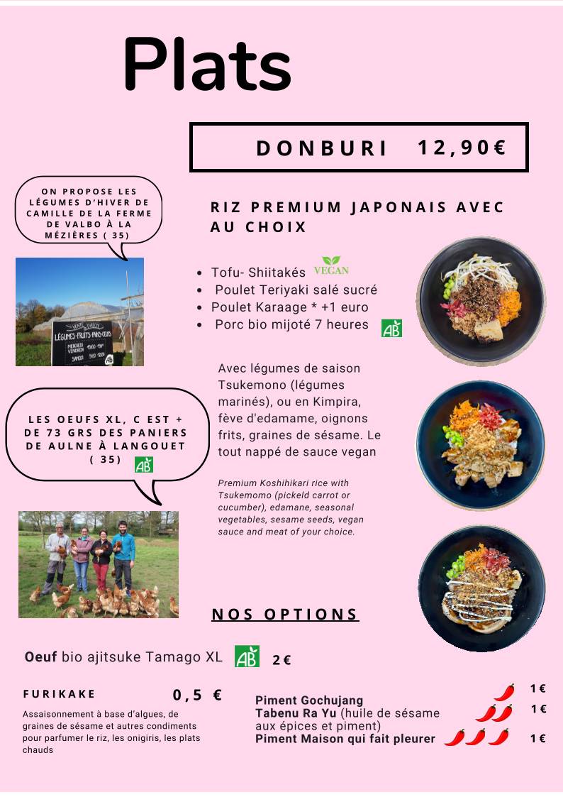 Menu de Bubble Ramen