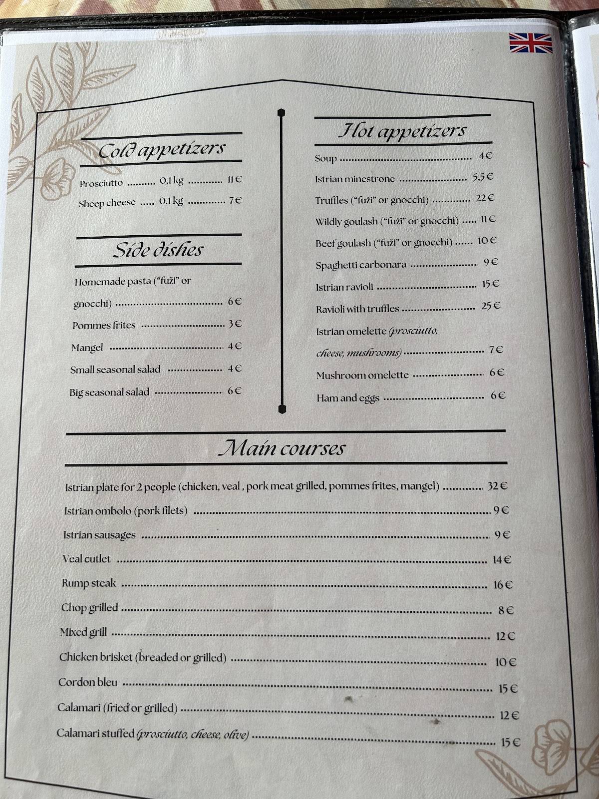 Menu di Buffet Pizzeria ALBA 