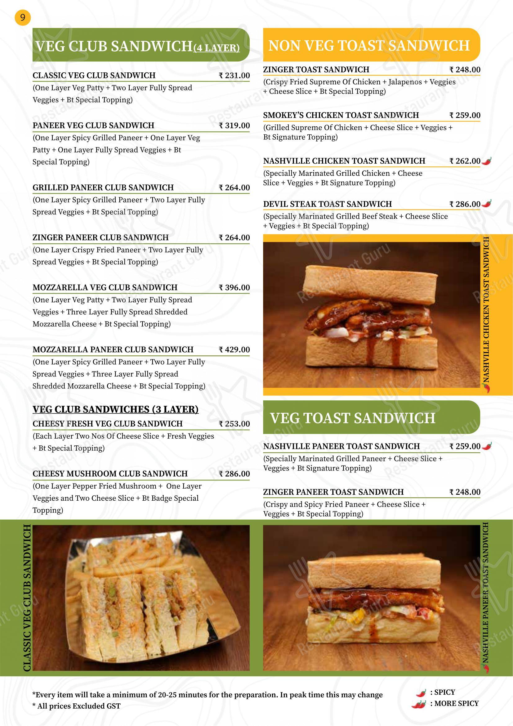 Menu bar for Burger Tree in Coimbatore