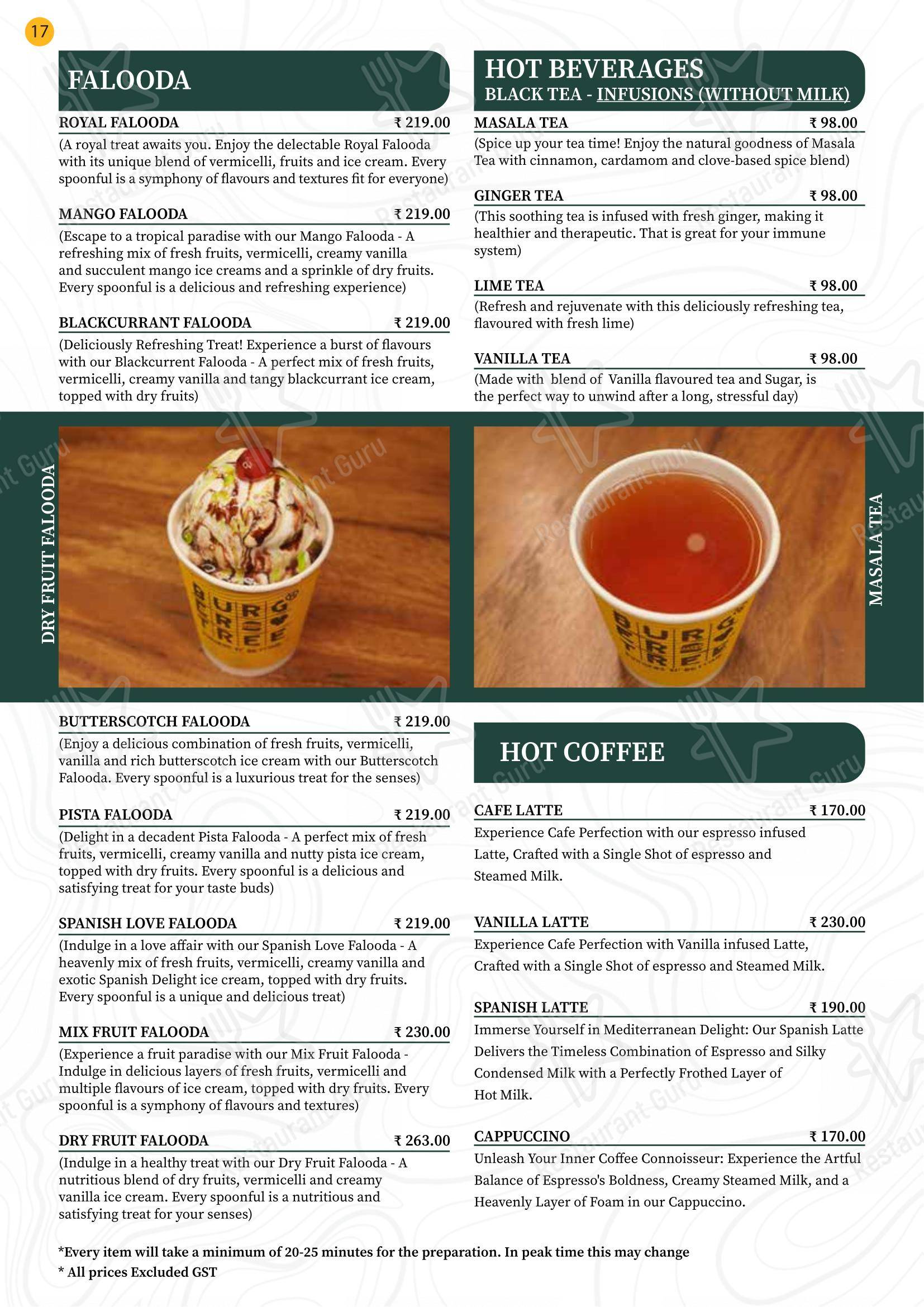 Burger Tree menu - 菜单