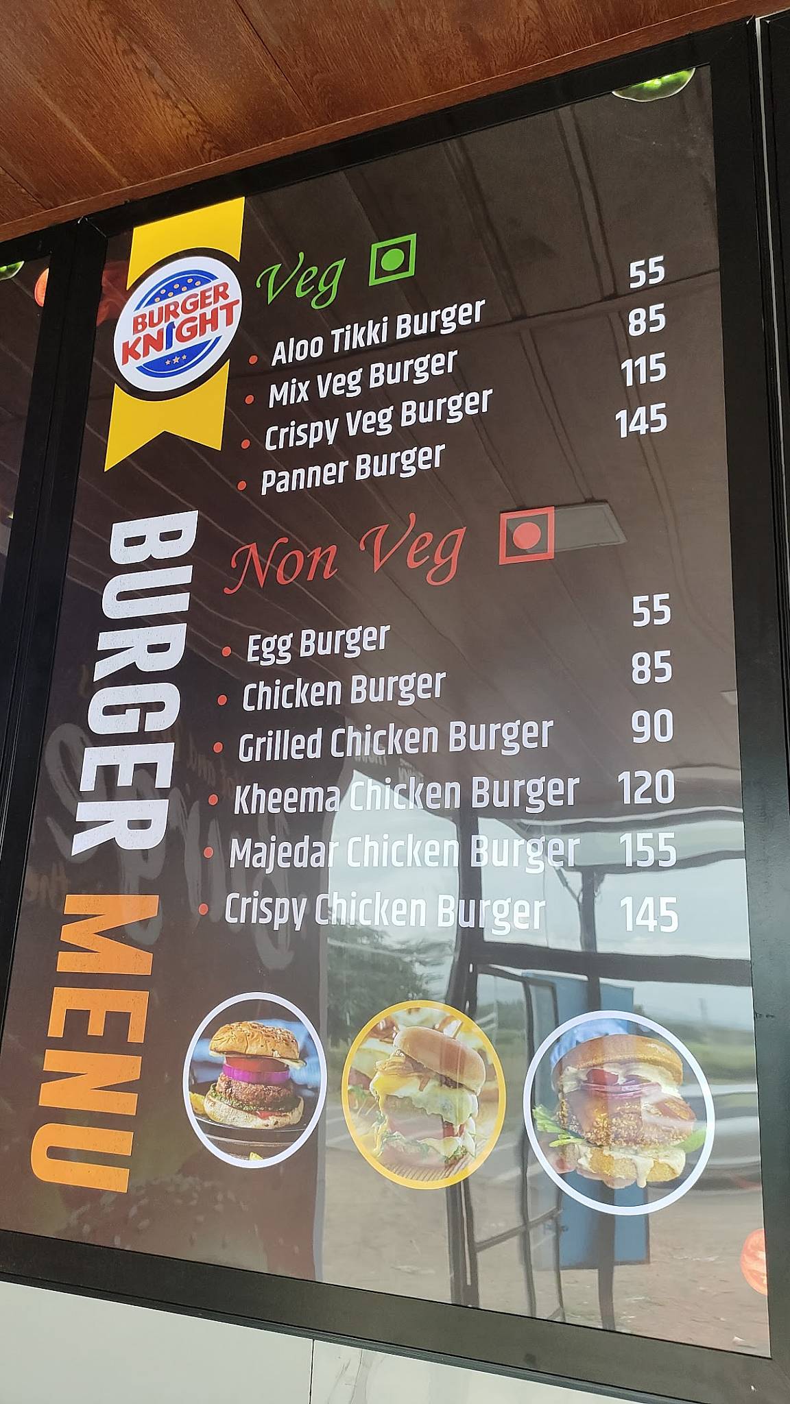 Burger knight menu