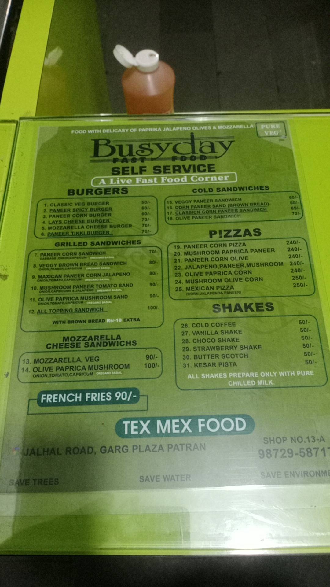Busyday menu