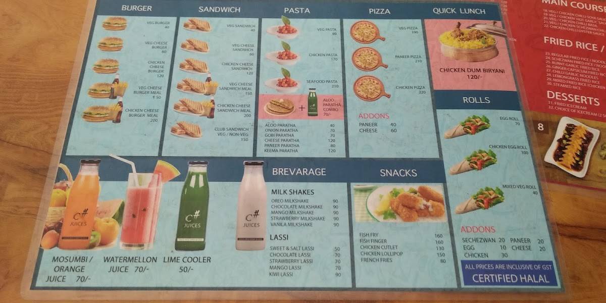 C Sharp Kitchen menu