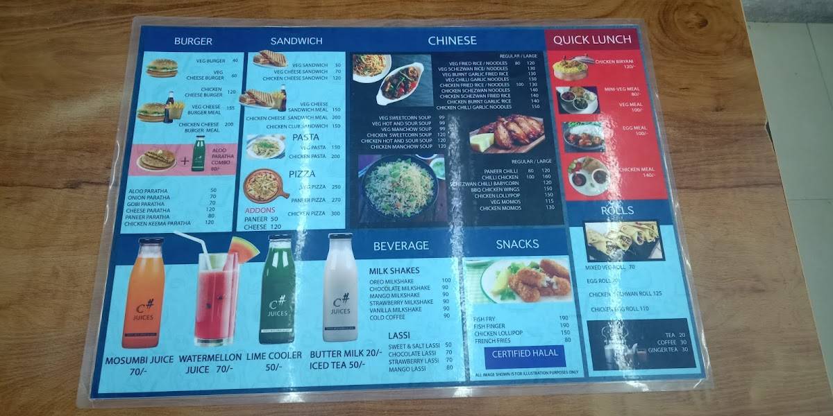 C Sharp Kitchen menu
