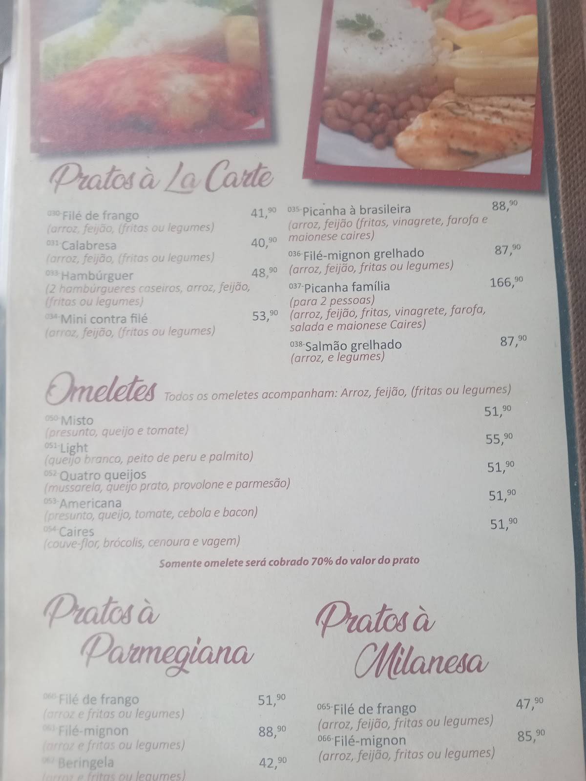 CAIRES Bar e Restaurante de Pinheiros cardápio