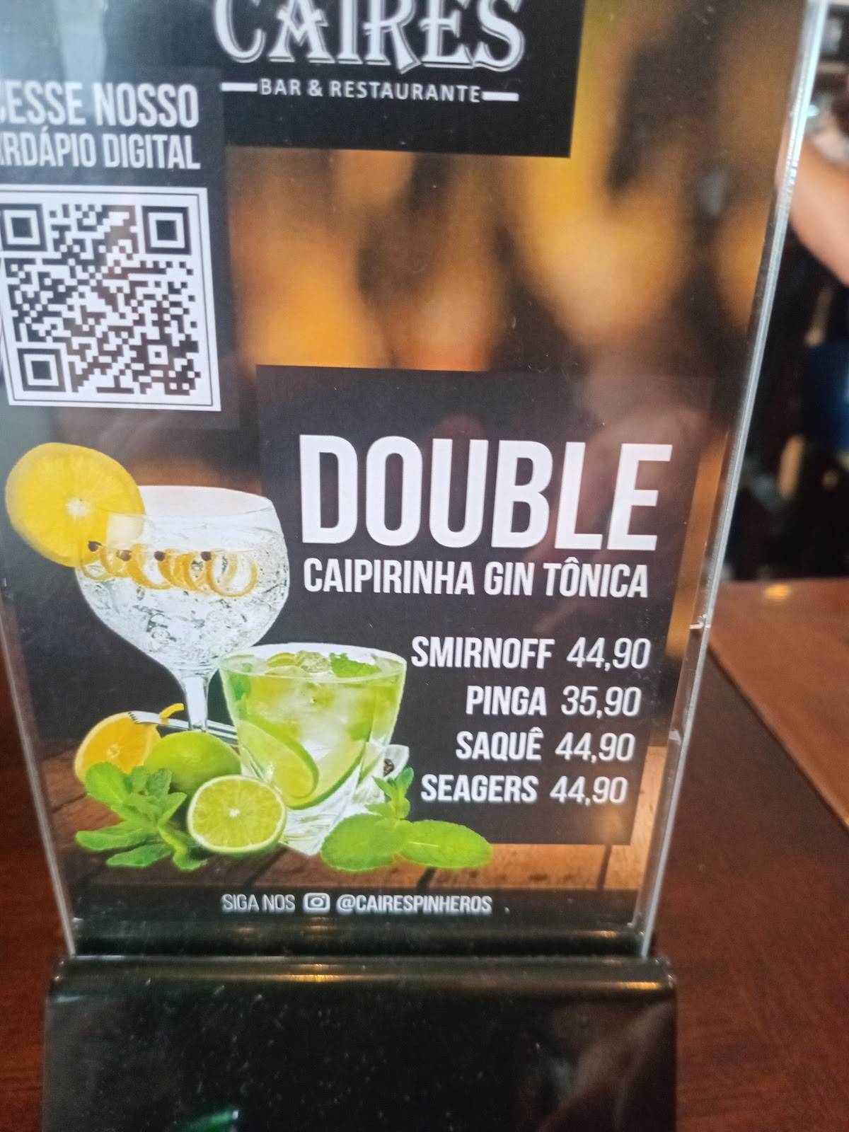 CAIRES Bar e Restaurante de Pinheiros cardápio