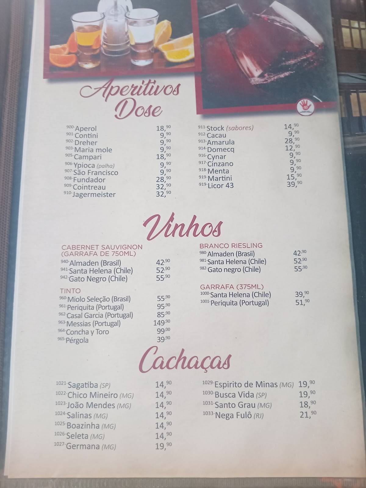 CAIRES Bar e Restaurante de Pinheiros cardápio