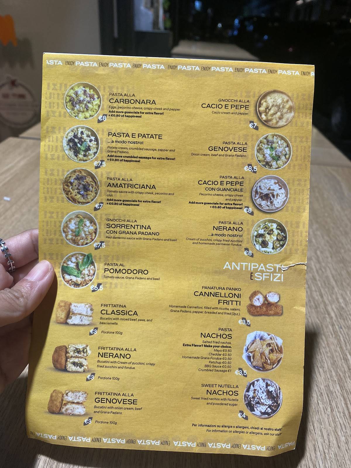 Menu di CENTOGRADI Pasta Bar Vomero 