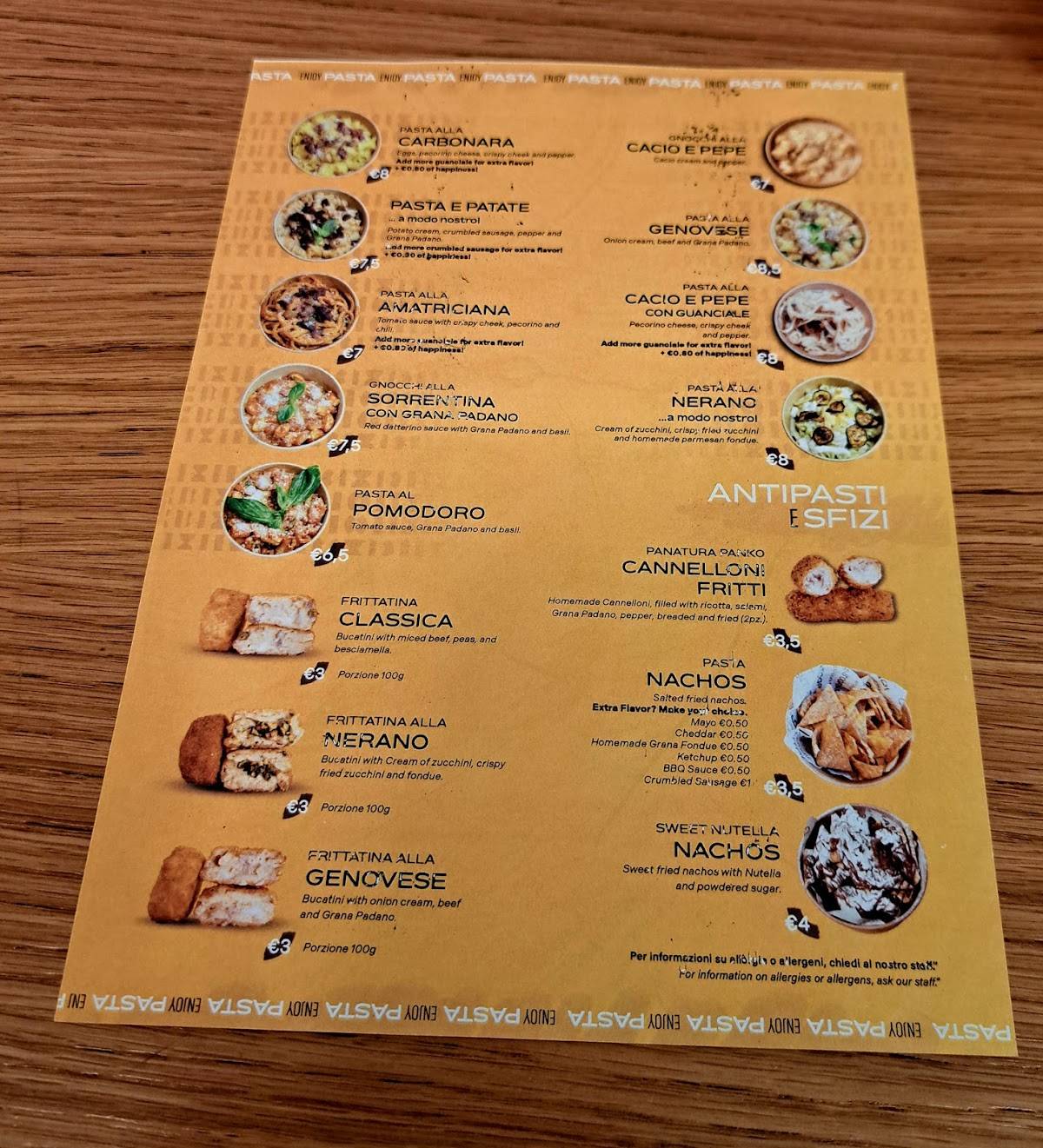 Menu di CENTOGRADI Pasta Bar Vomero 