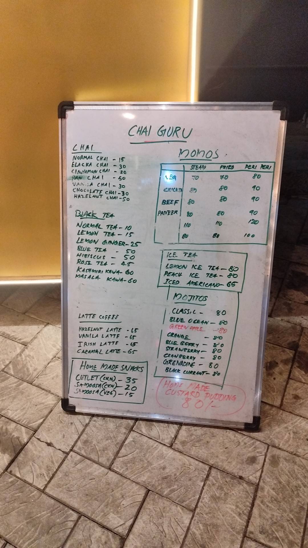 CHAI GURU menu