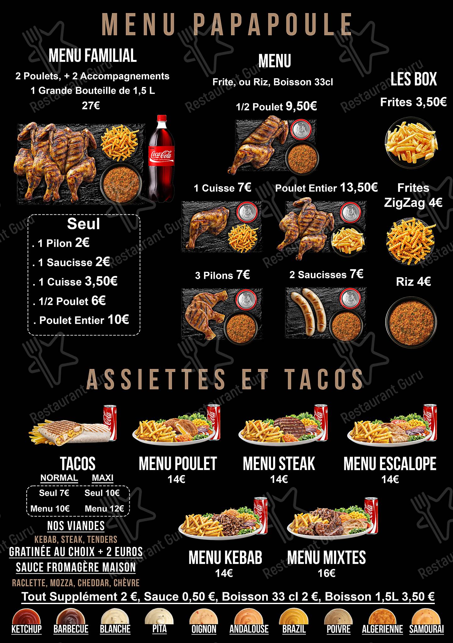 Menu de CHEZ PAPAPOULE