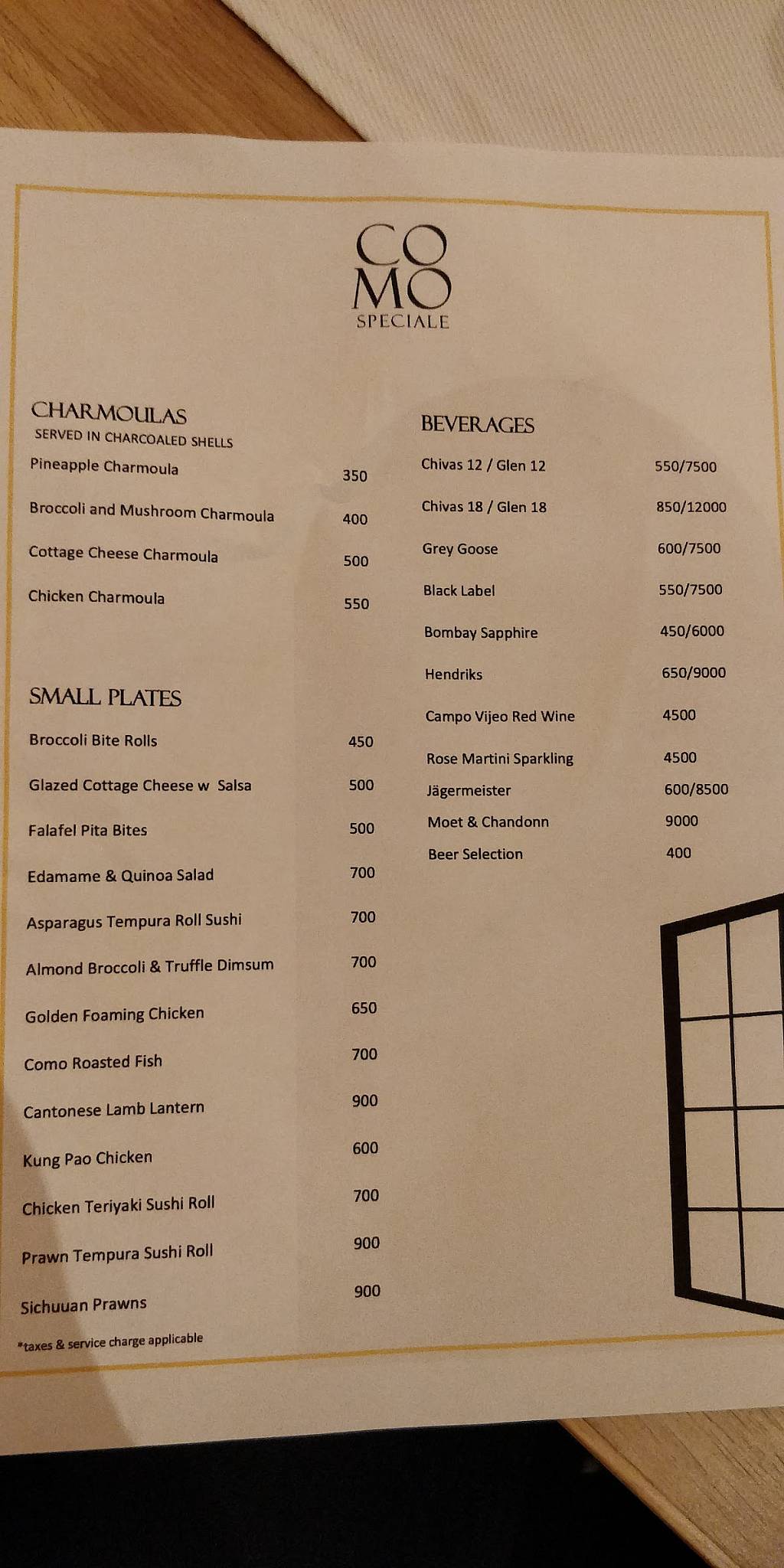 COMO menu