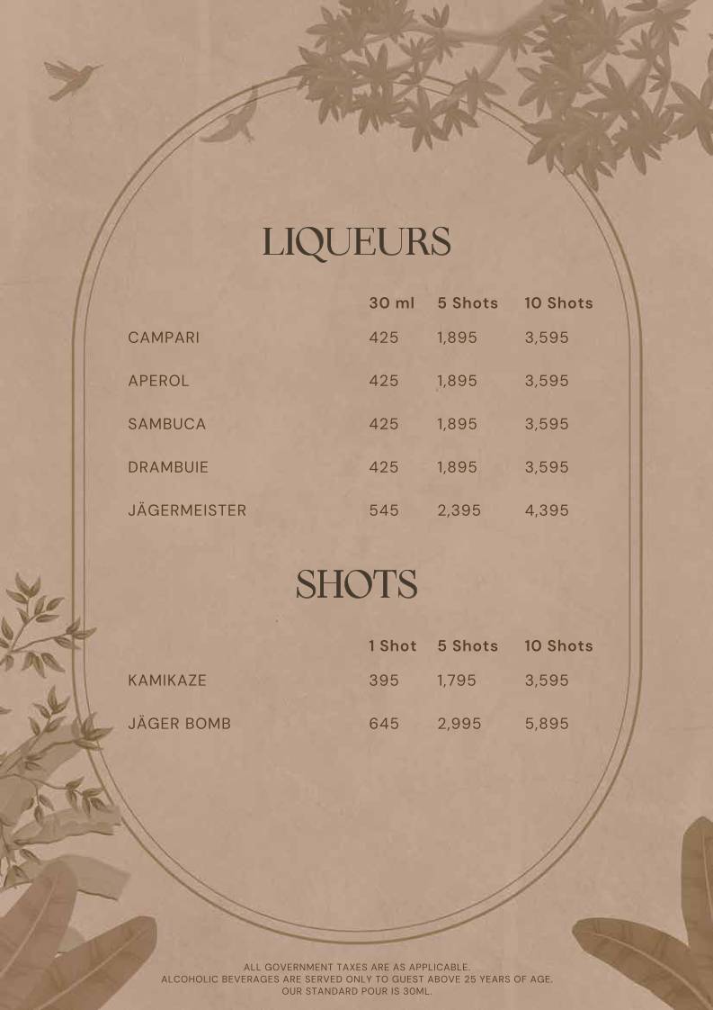 1 Oak menu