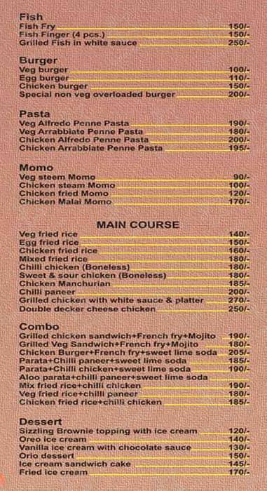 Cafe 1A menu