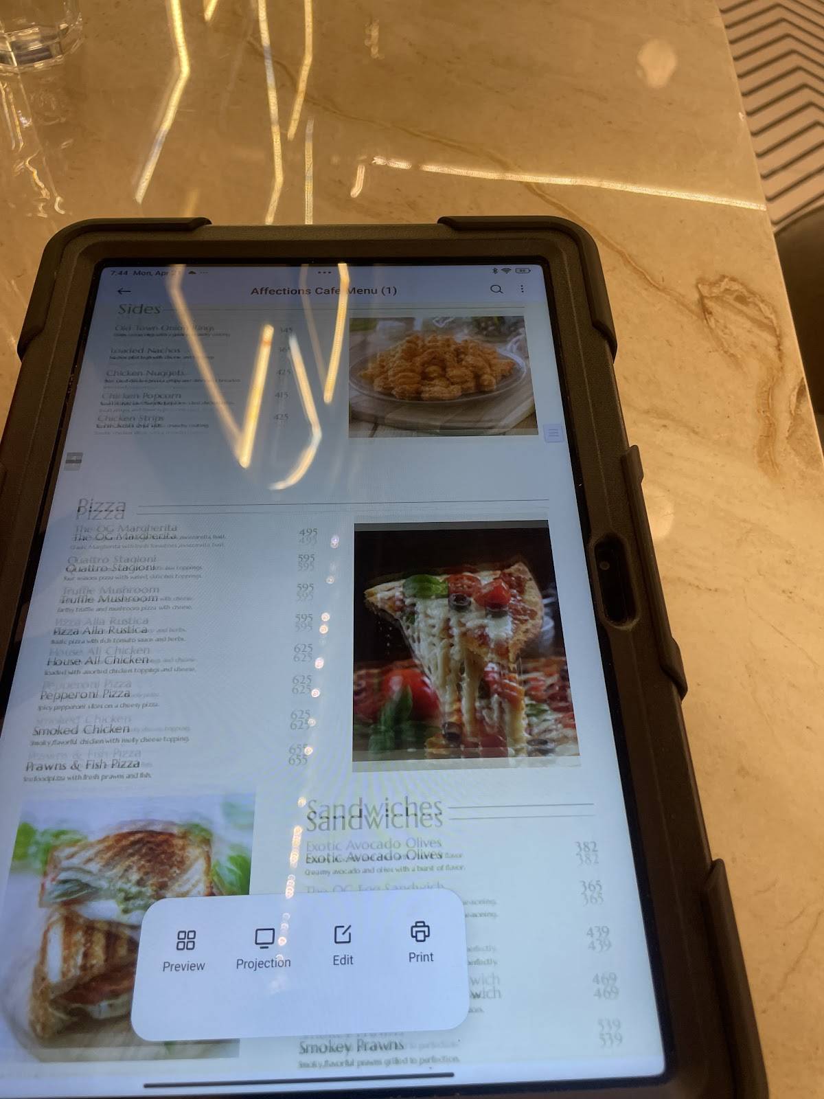 Affection's Cafe menu