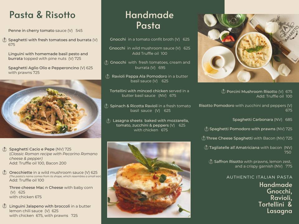 Cafe Amaretto menu