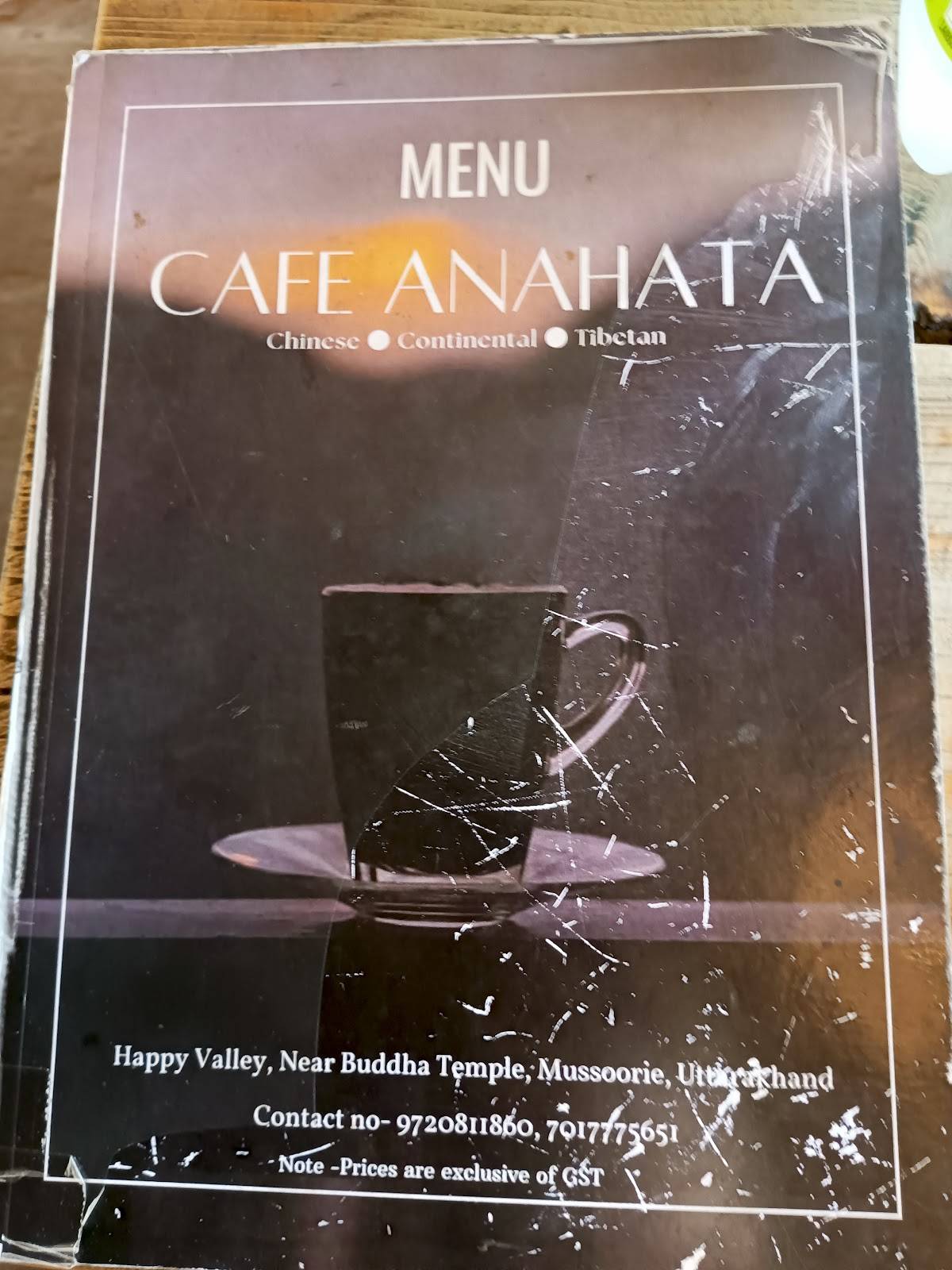 Cafe Anahata menu