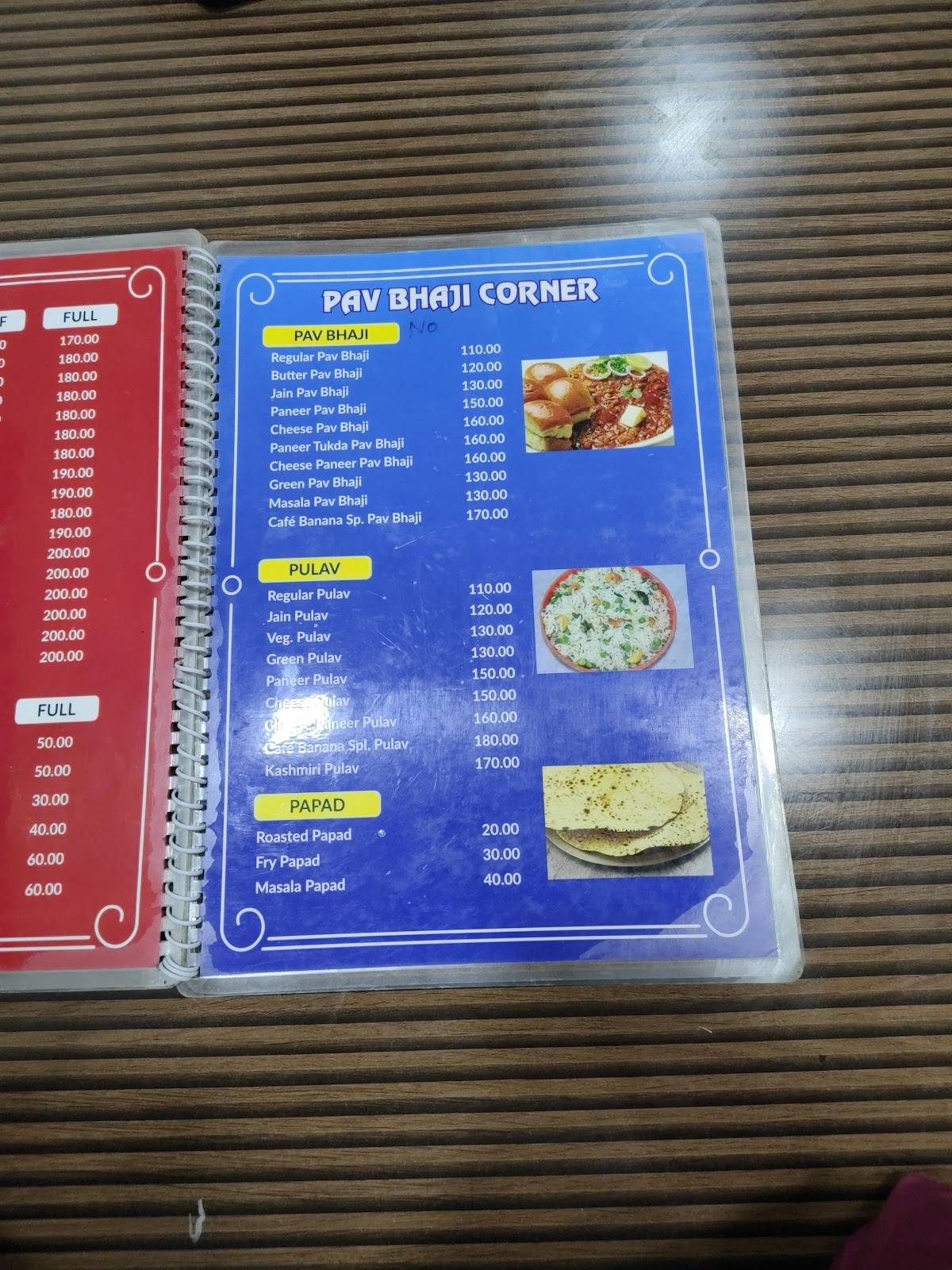 Cafe Banana menu