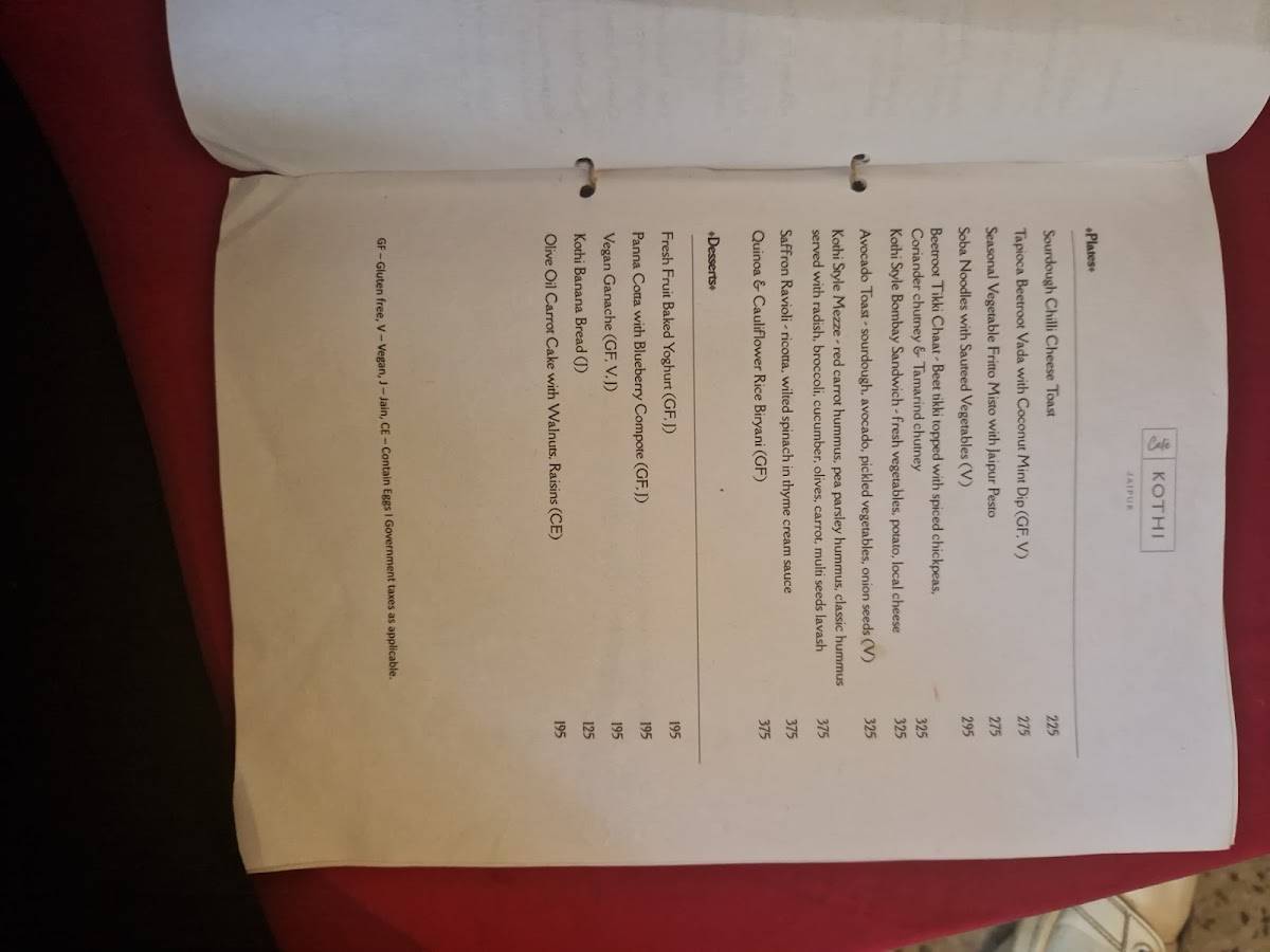 Cafe Kothi menu