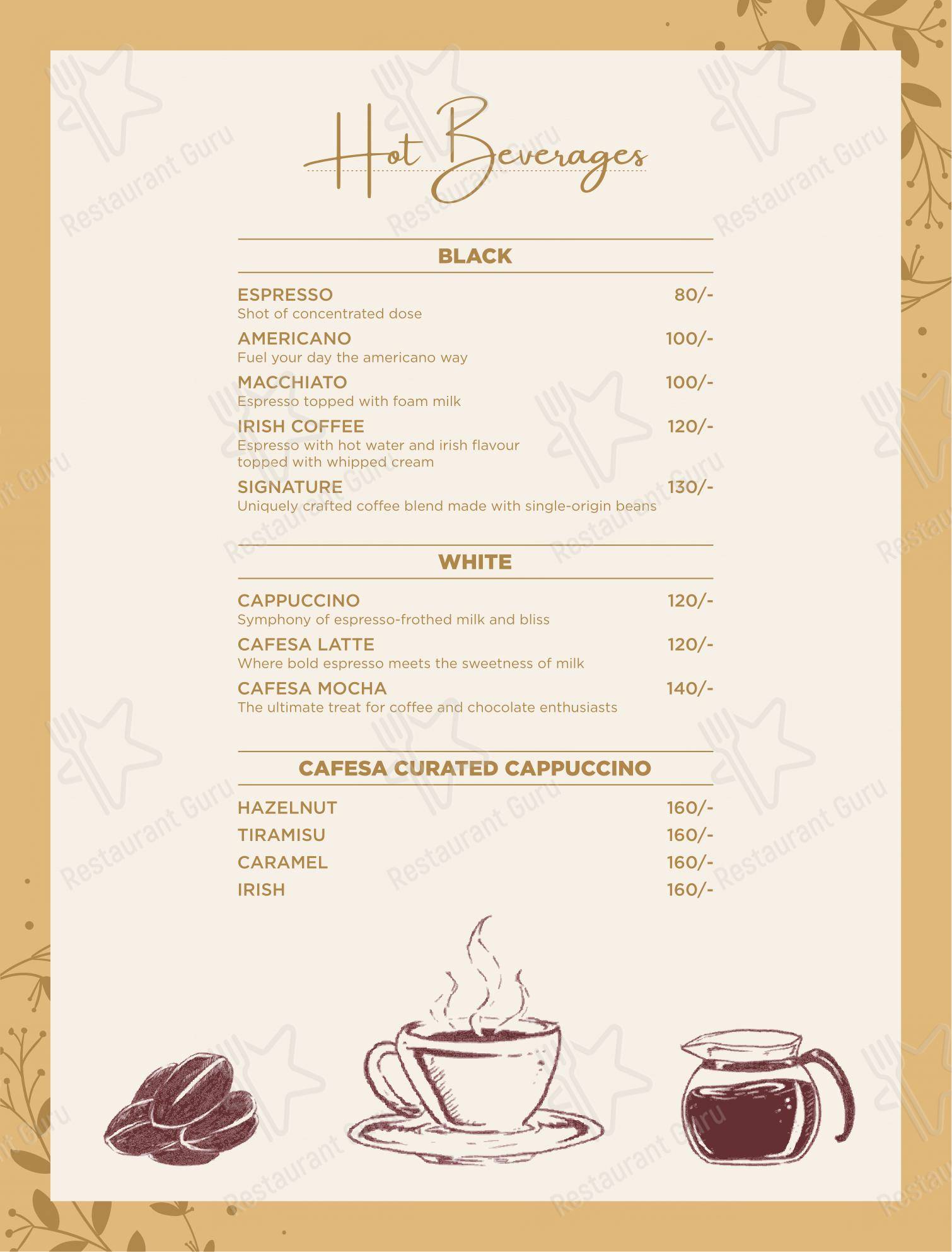 Cafesa - Pure Veg. Multi Cuisine Cafe and Restaurant menu