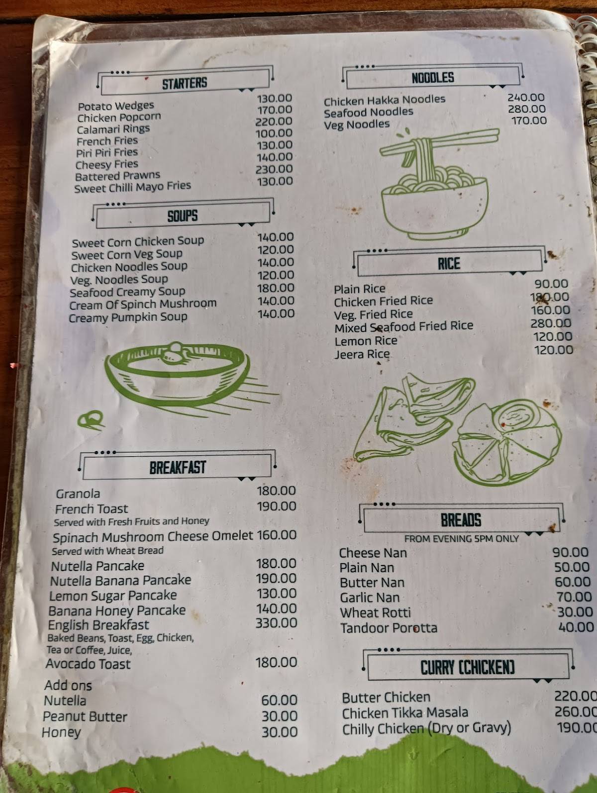 Cafe Catamaran menu