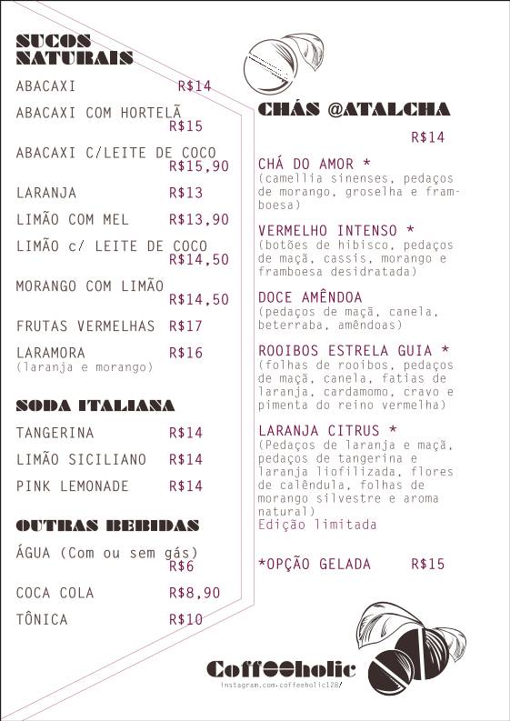 Coffeeholic cardápio
