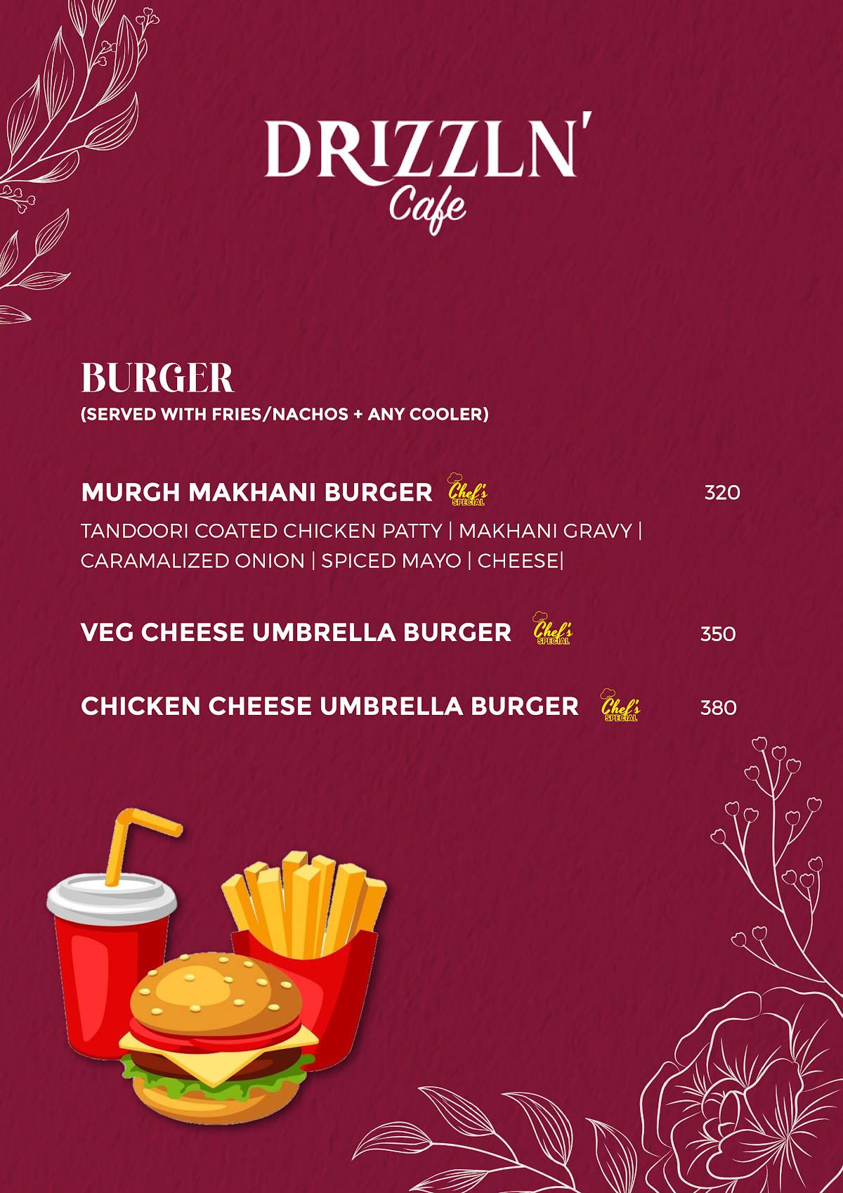 DRIZZLN' CAFE menu