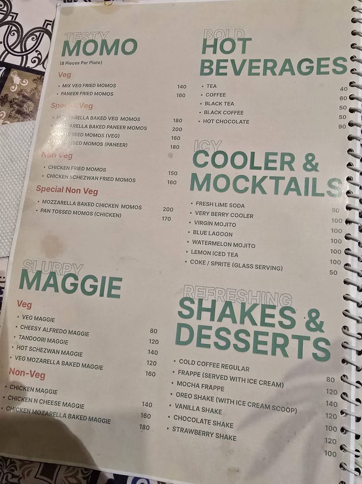 Food Saga Cafe menu