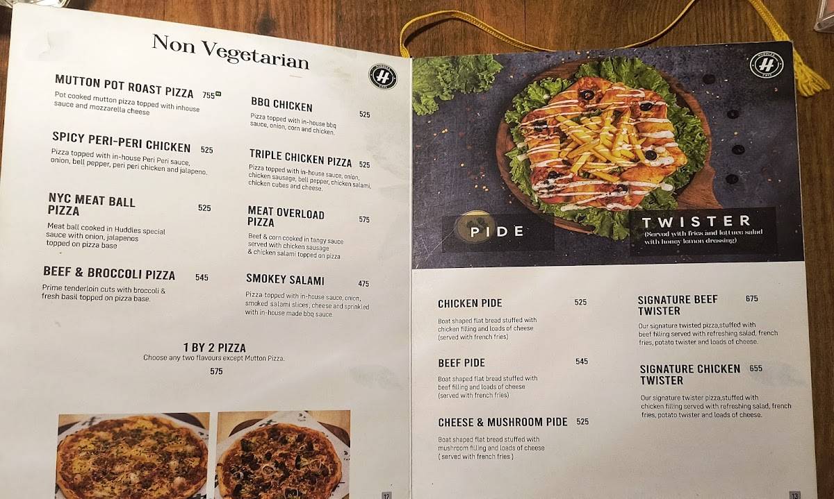 Huddles Cafe menu