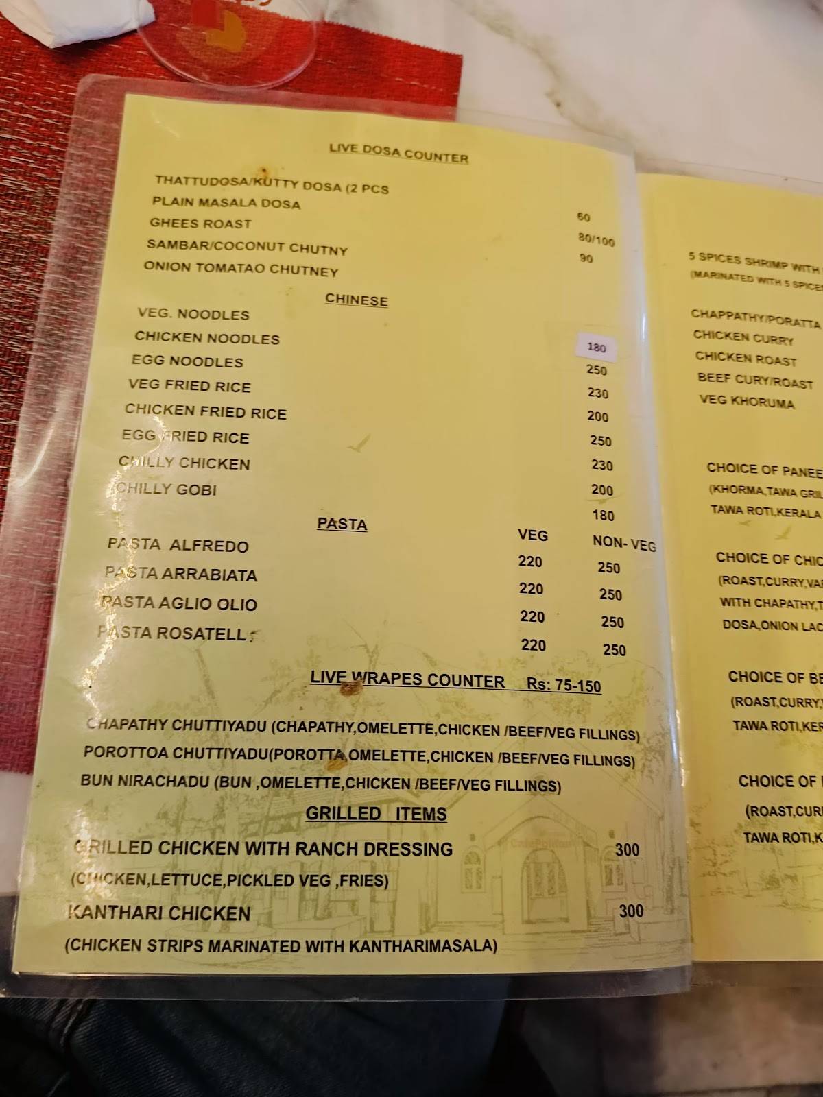 KTDC Cafe Politan menu