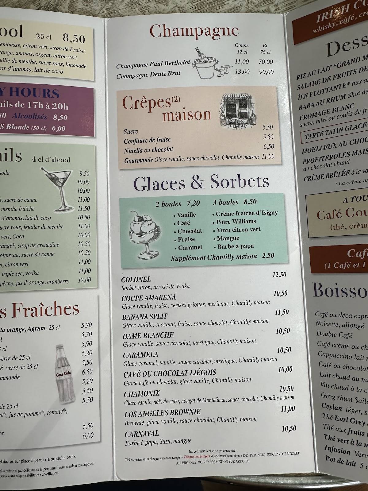 Menu de Le Triomphe