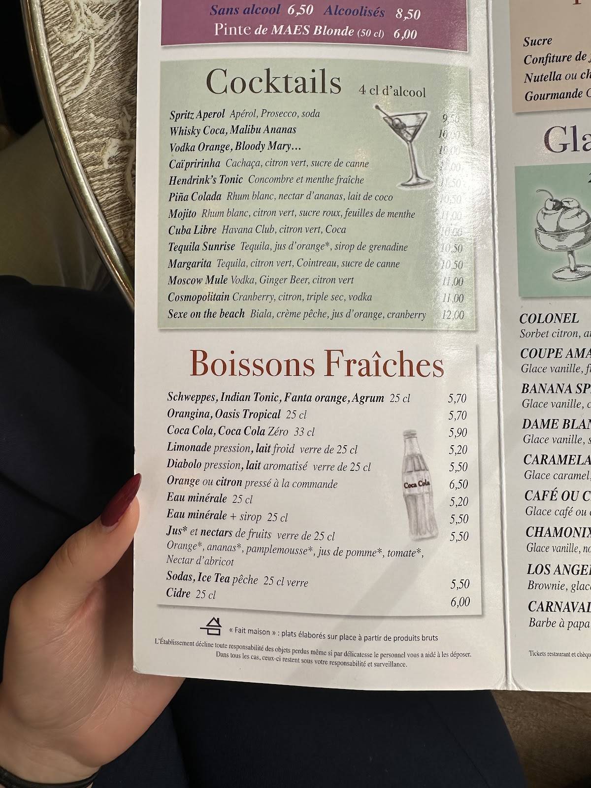Menu de Le Triomphe
