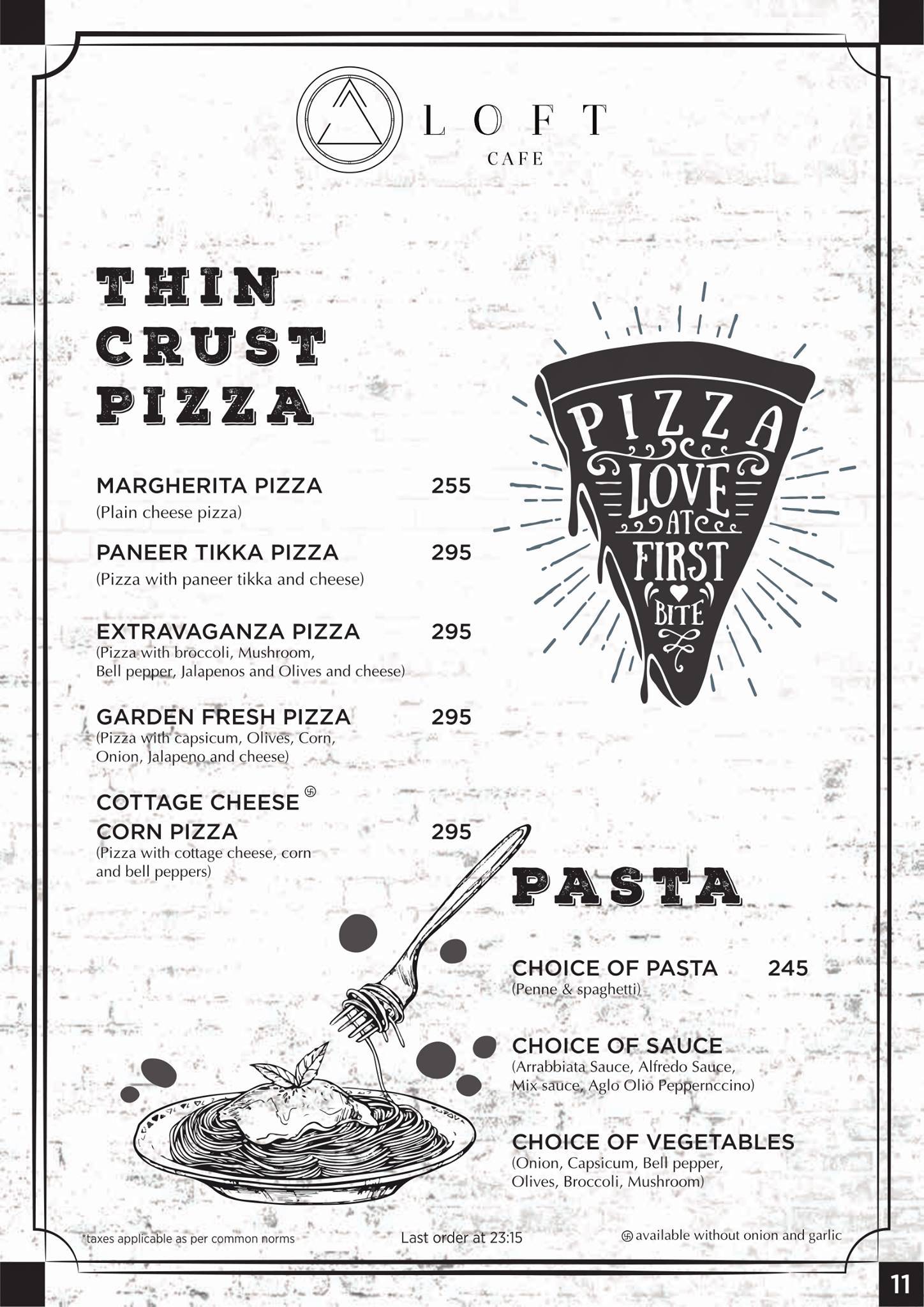 Loft Cafe & Restro menu