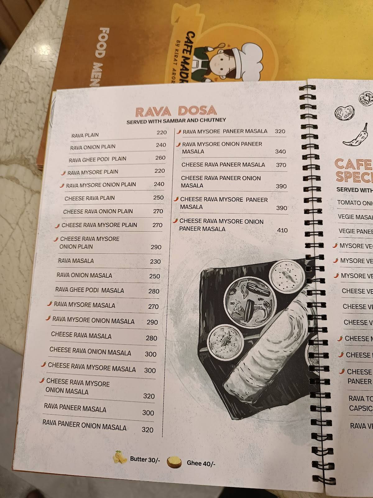 Cafe Madras menu