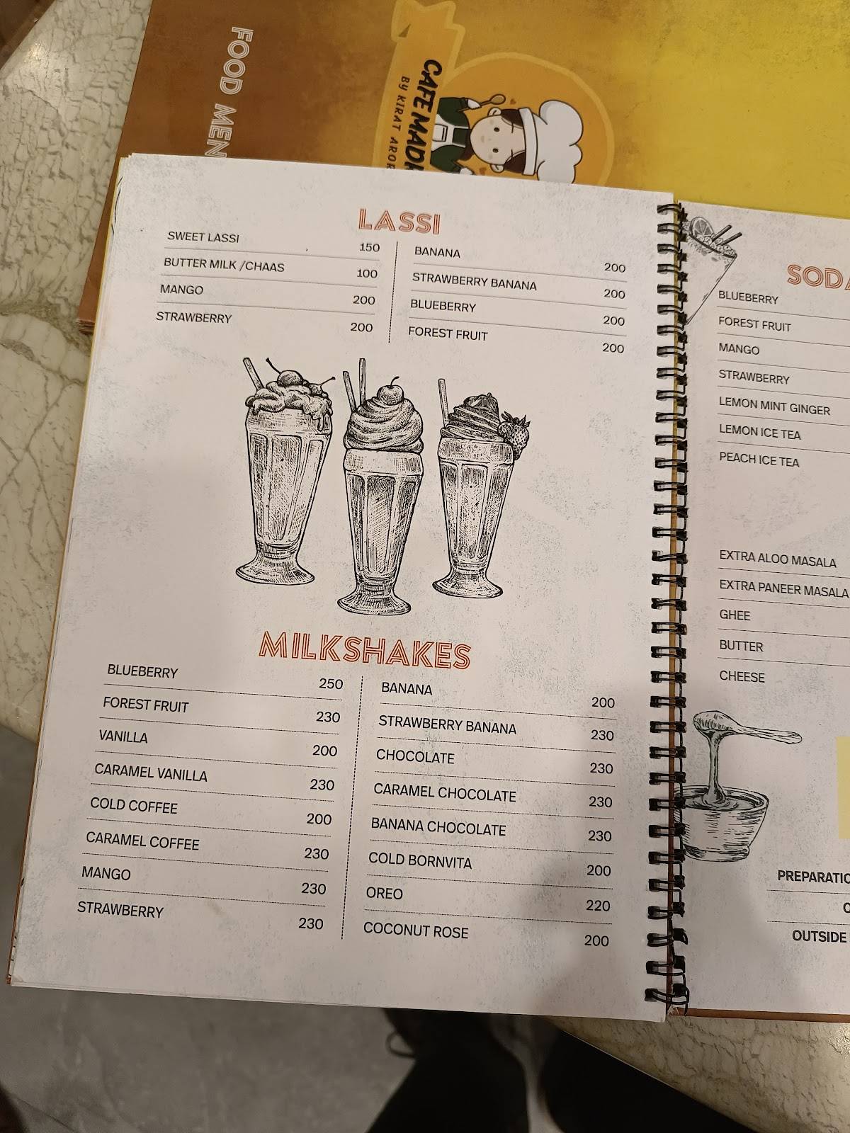 Cafe Madras menu