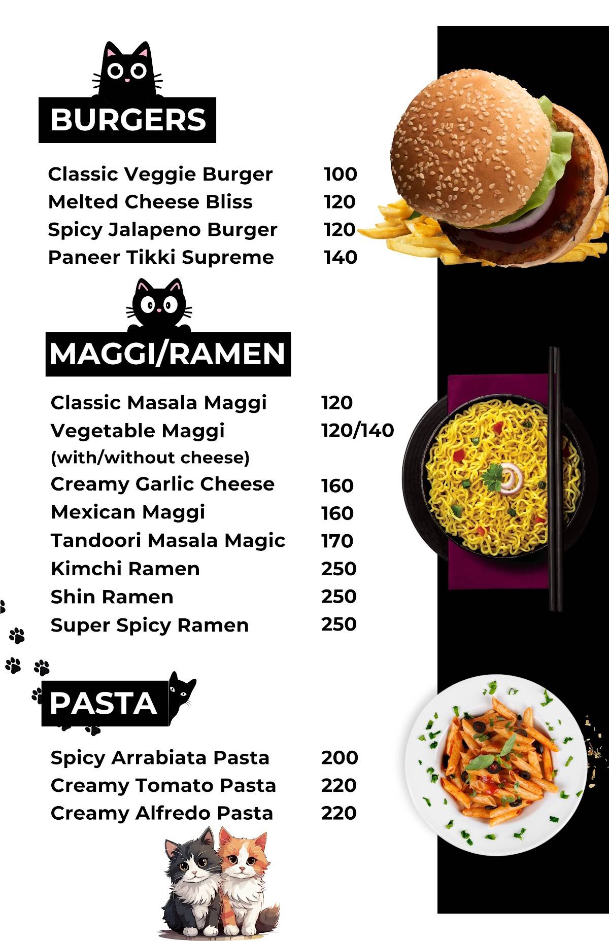 Meow the Cat Cafe menu