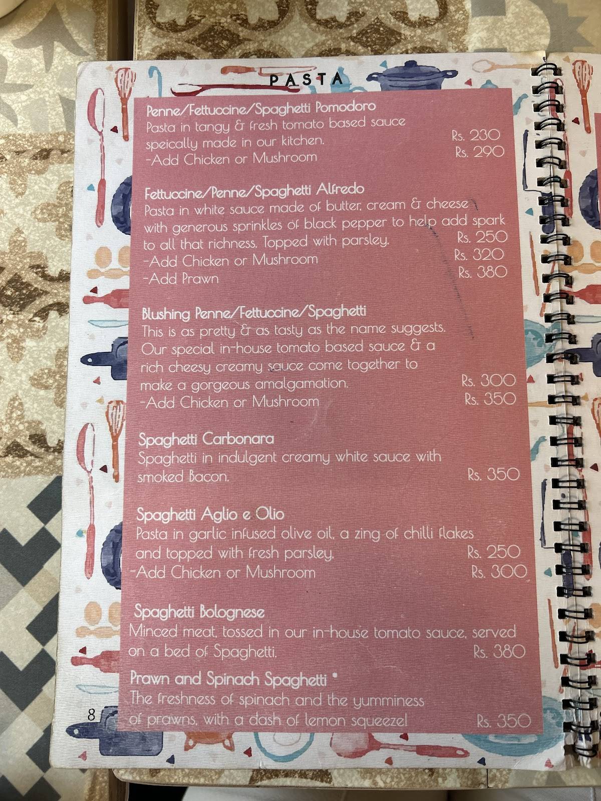 Mrs. Wilson's Cafe menu