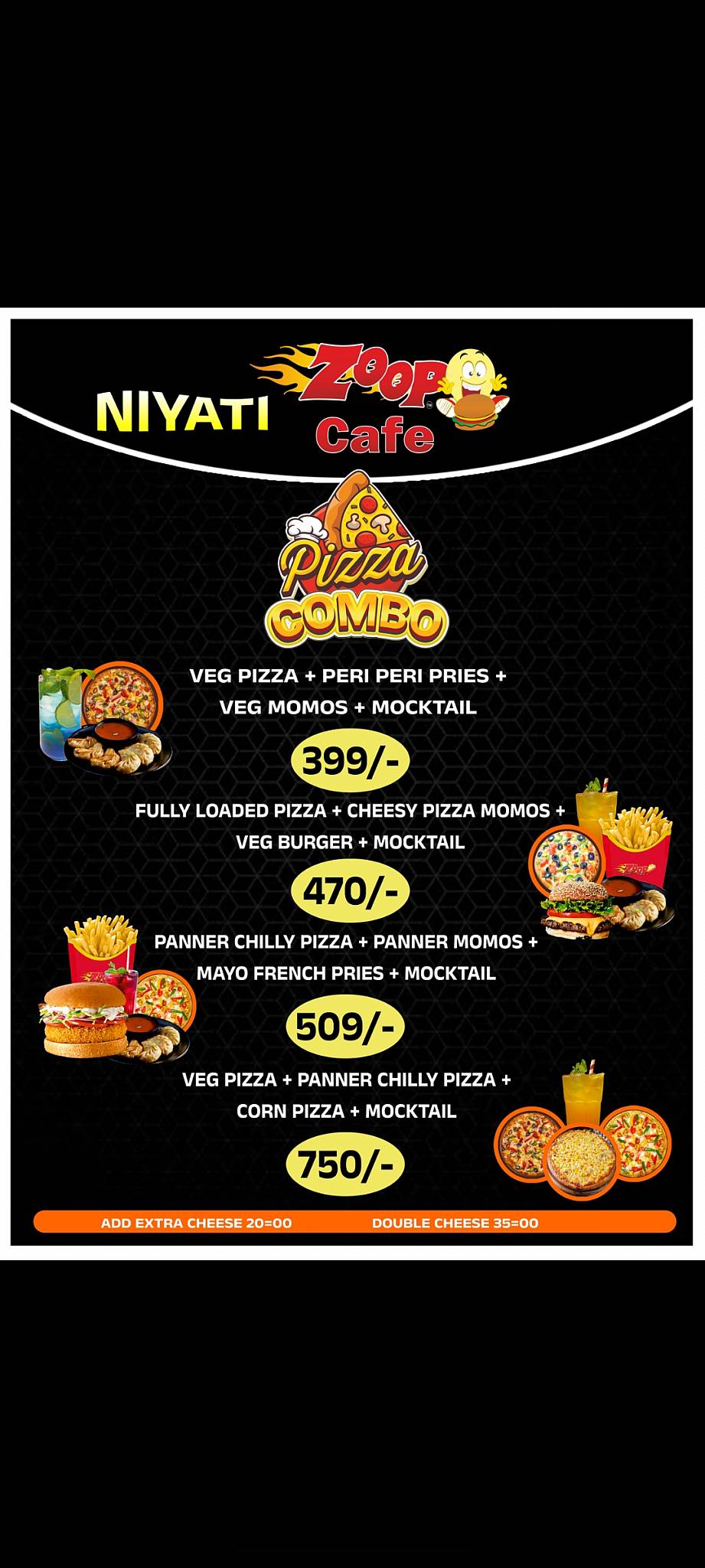 Niyati Zoop cafe menu