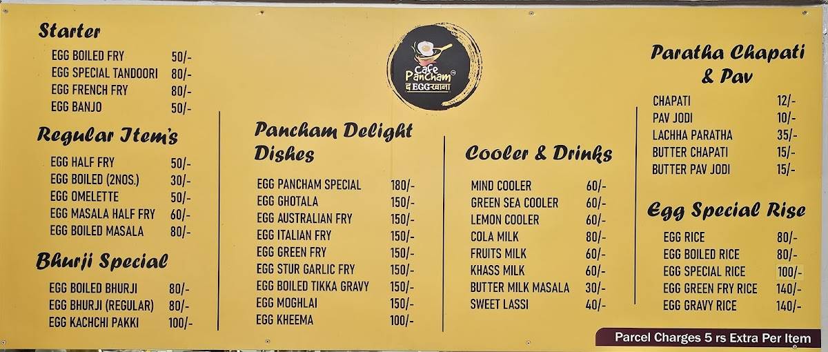 Cafe Pancham, Bhugaon menu