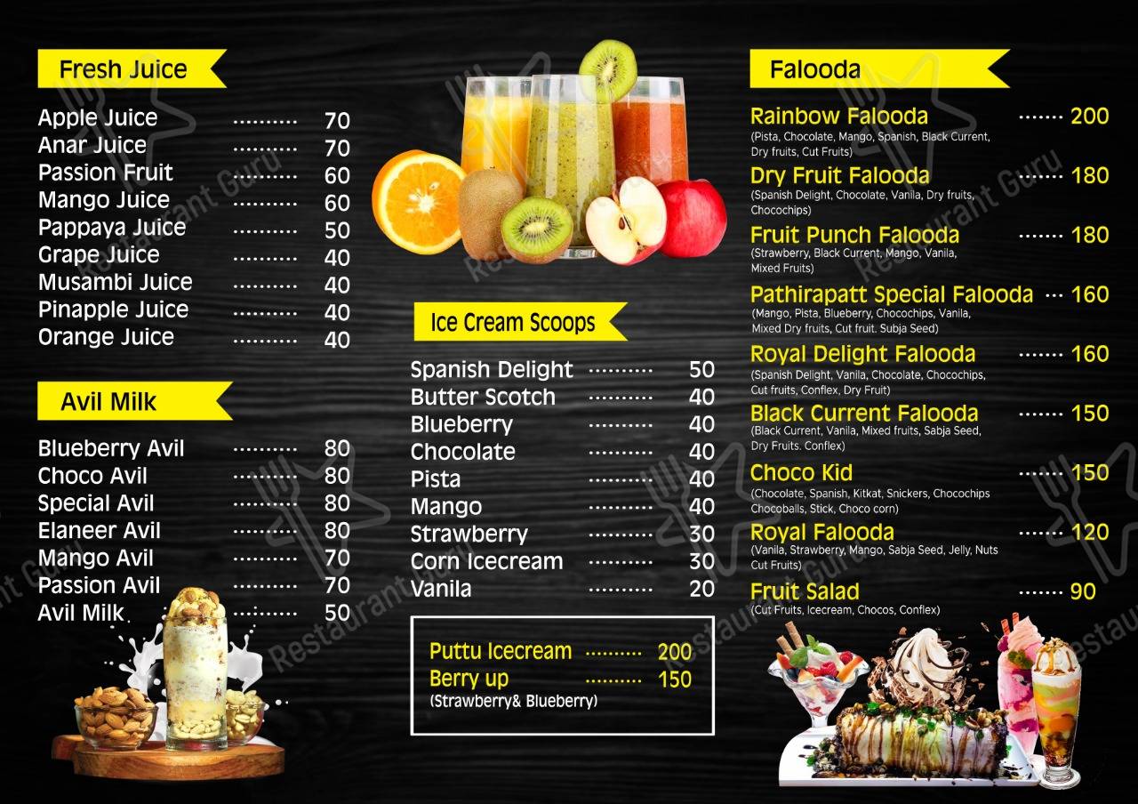 PATHIRAPAT menu - dishes and beverages