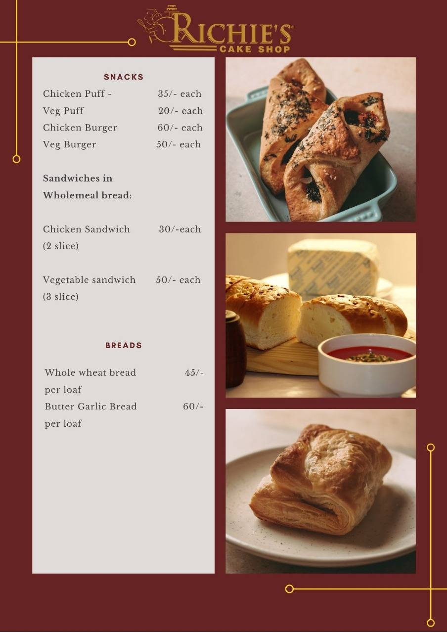 Richie's Cake Shop menu