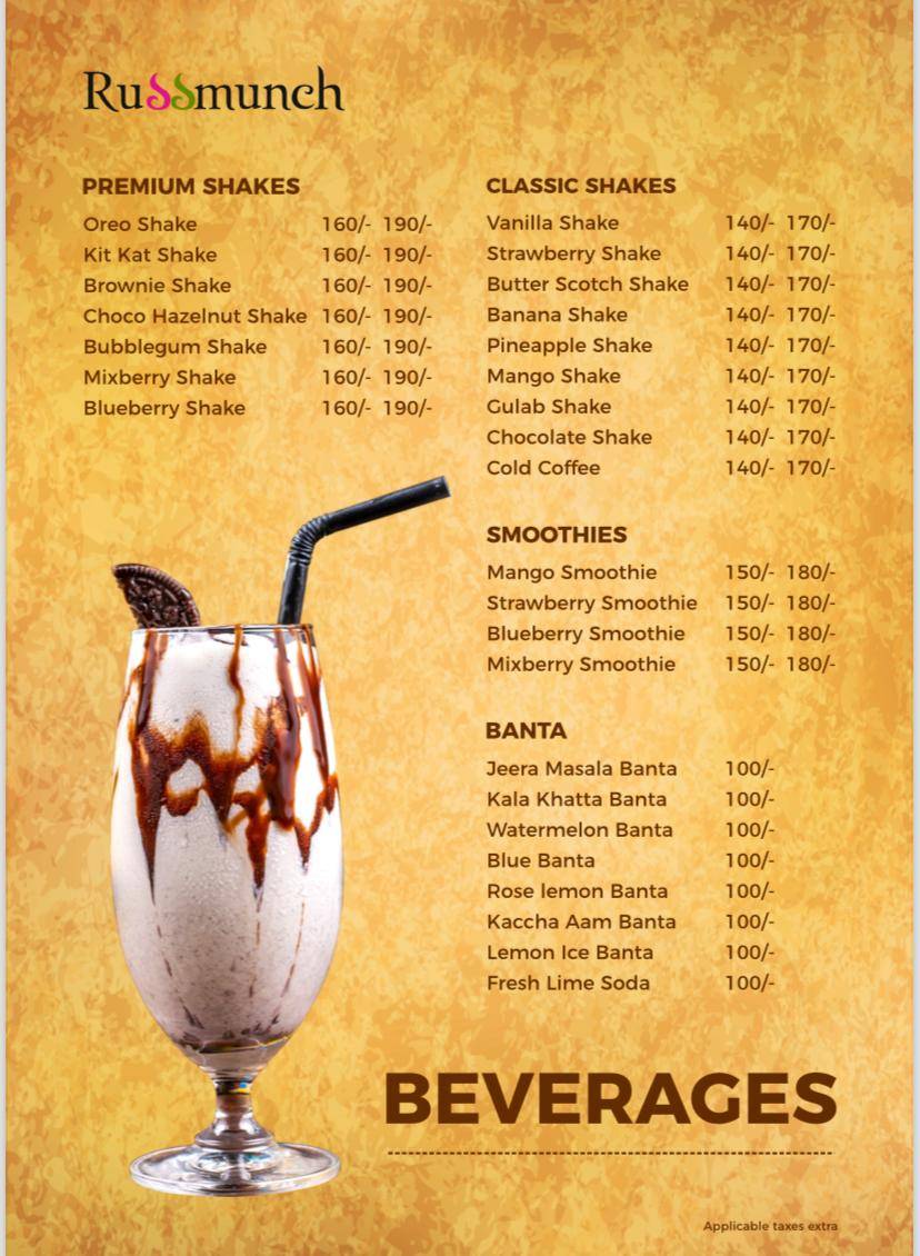 Cafe' Russmunch menu