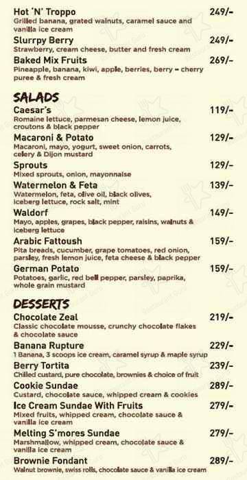 Sugar Russh Café menu