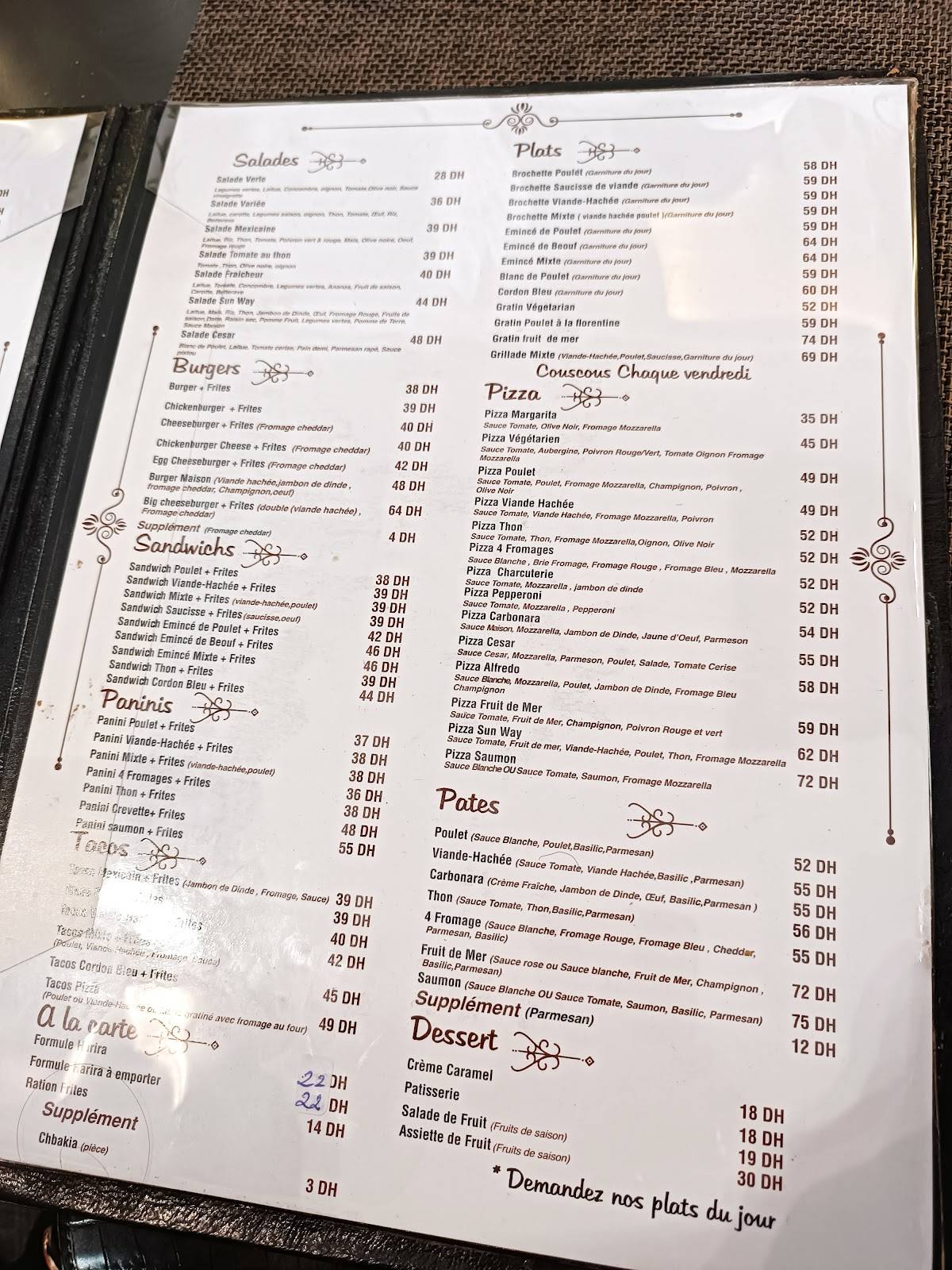 Menu de Sunway Café - Glacier