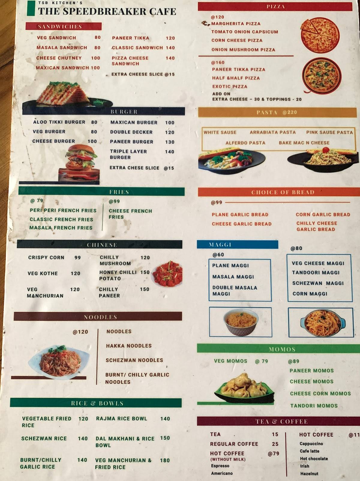 TSB - The Speedbreaker Cafe menu