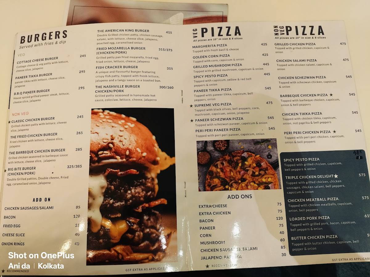 The Beanshot Cafe menu